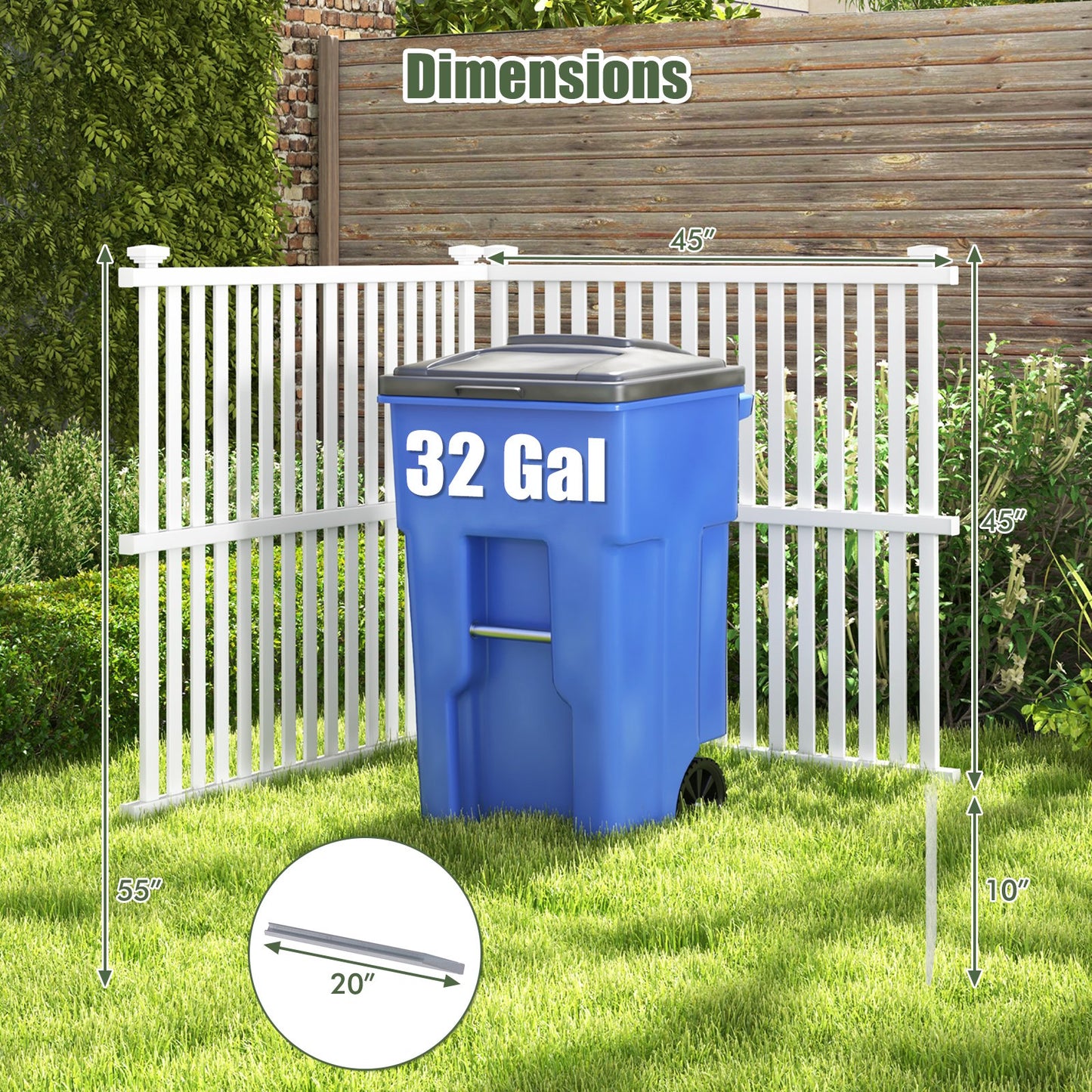 Outdoor Air Conditioner Privacy Fence Panel with Metal Stakes for Enhanced Stability