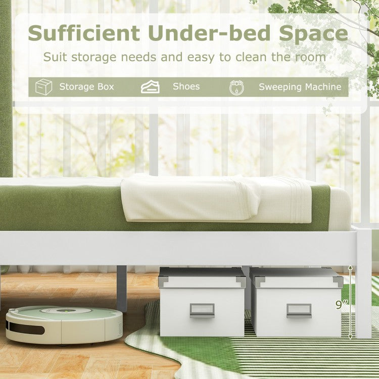 Wooden Bed Frame with Headboard and Wooden Slats Support – Queen