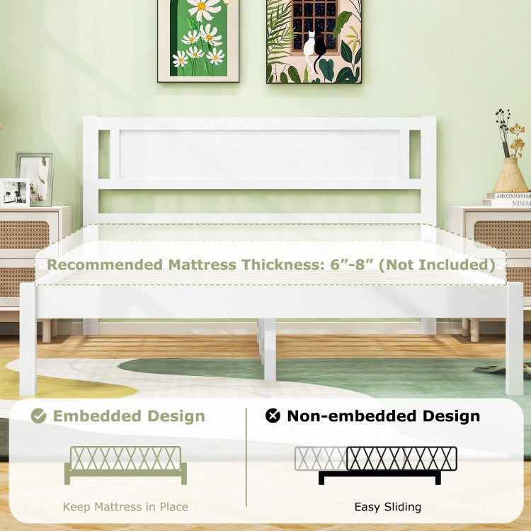 Wooden Bed Frame with Headboard and Wooden Slats Support – Full