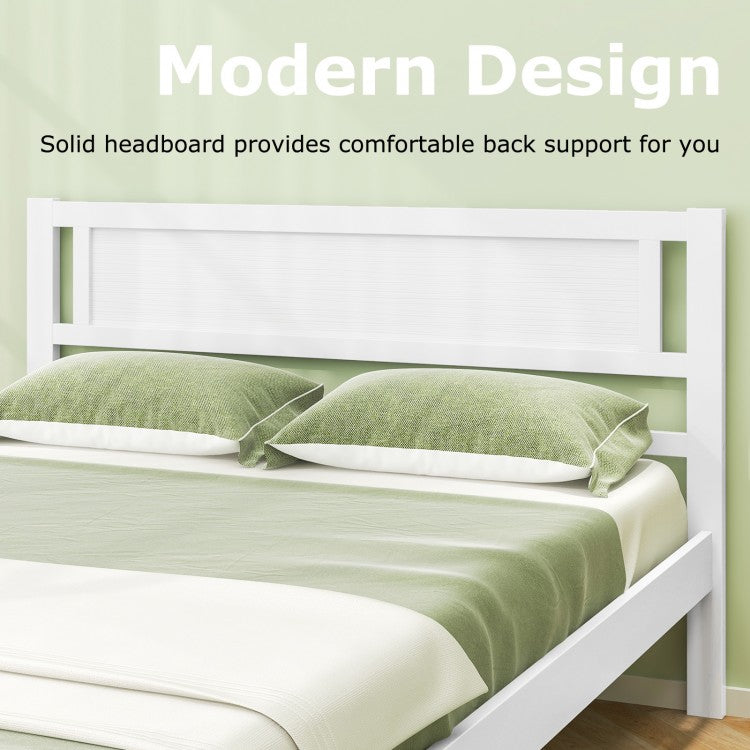 Wooden Bed Frame with Headboard and Wooden Slats Support – Full