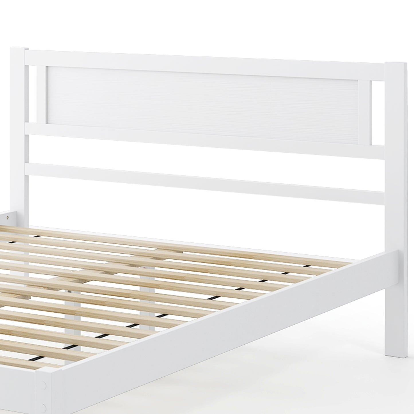 Wooden Bed Frame with Headboard and Wooden Slats Support – Full