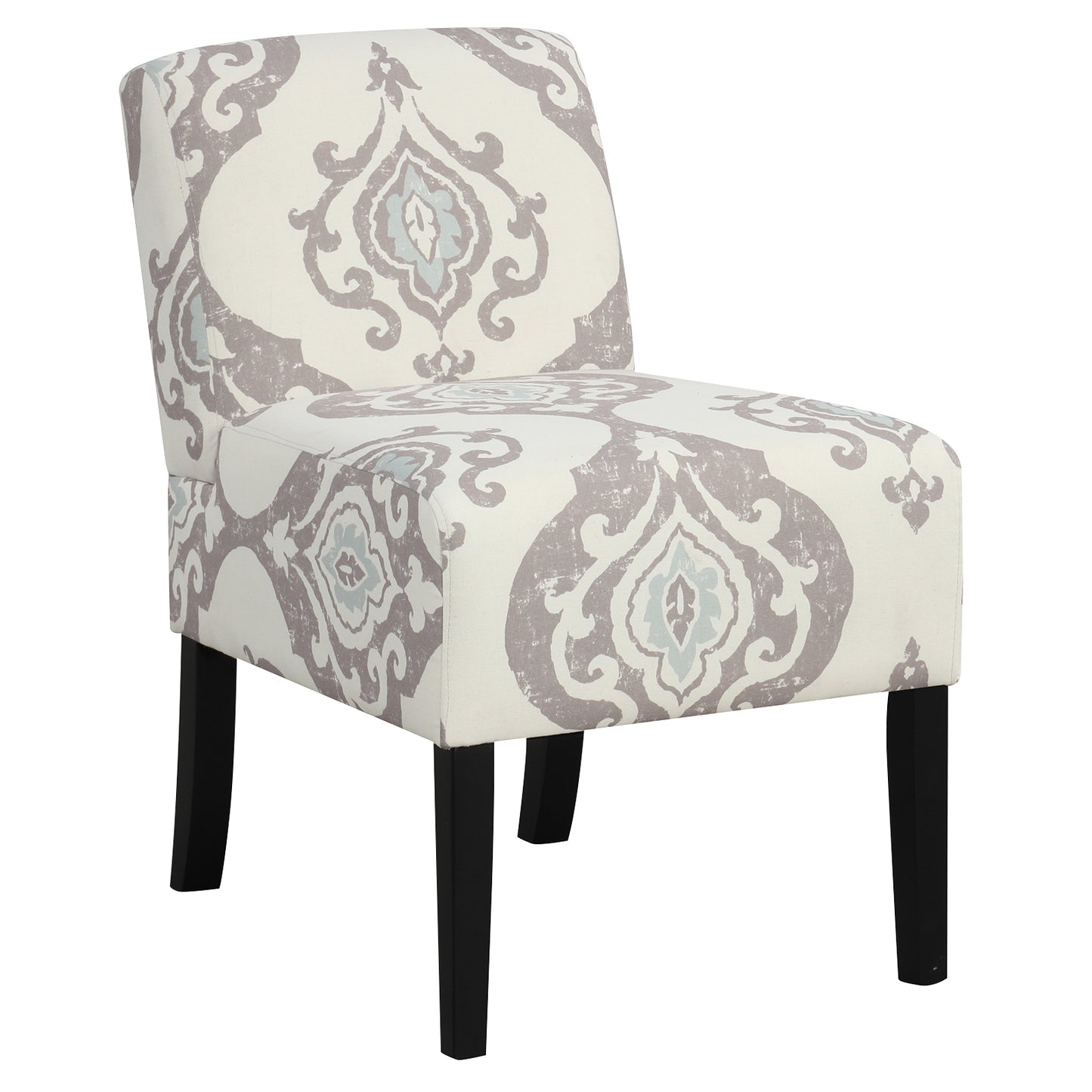 Modern Upholstered Accent Chair with Rubber Wood Legs for Living Room - Beige Floral