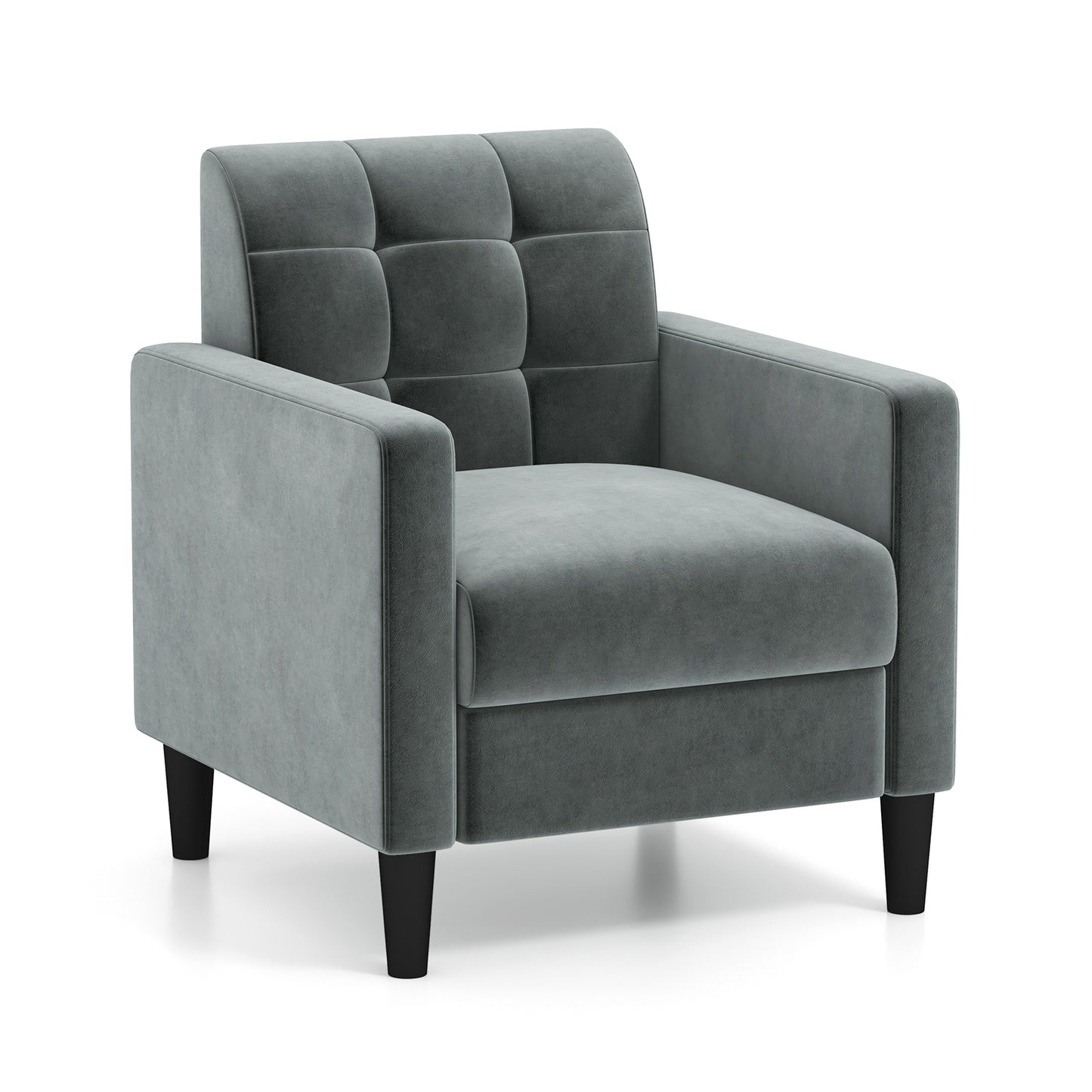 Stylish Mid-Century Modern Velvet Accent Chair with Tufted Backrest