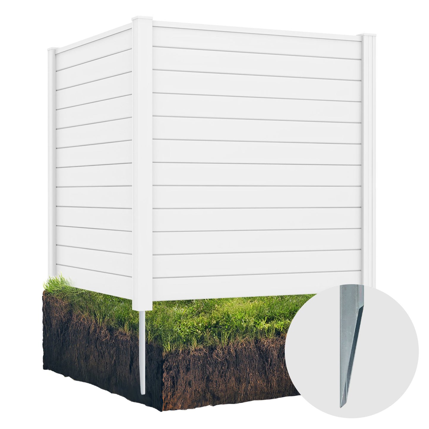 Freestanding 48 x 48 Inch Outdoor Privacy Fence for Air Conditioner with Metal Ground Stakes