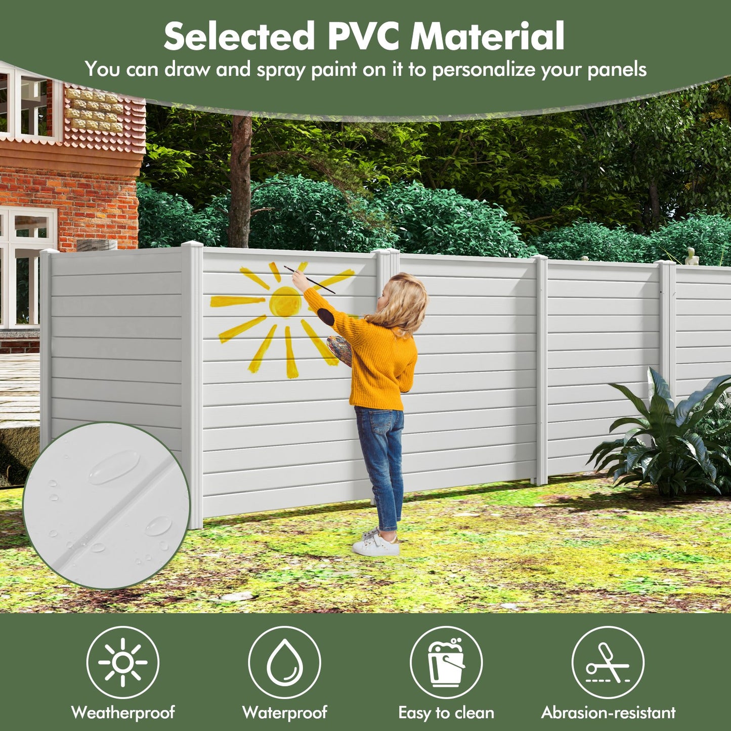 Freestanding 48 x 48 Inch Outdoor Privacy Fence for Air Conditioner with Metal Ground Stakes
