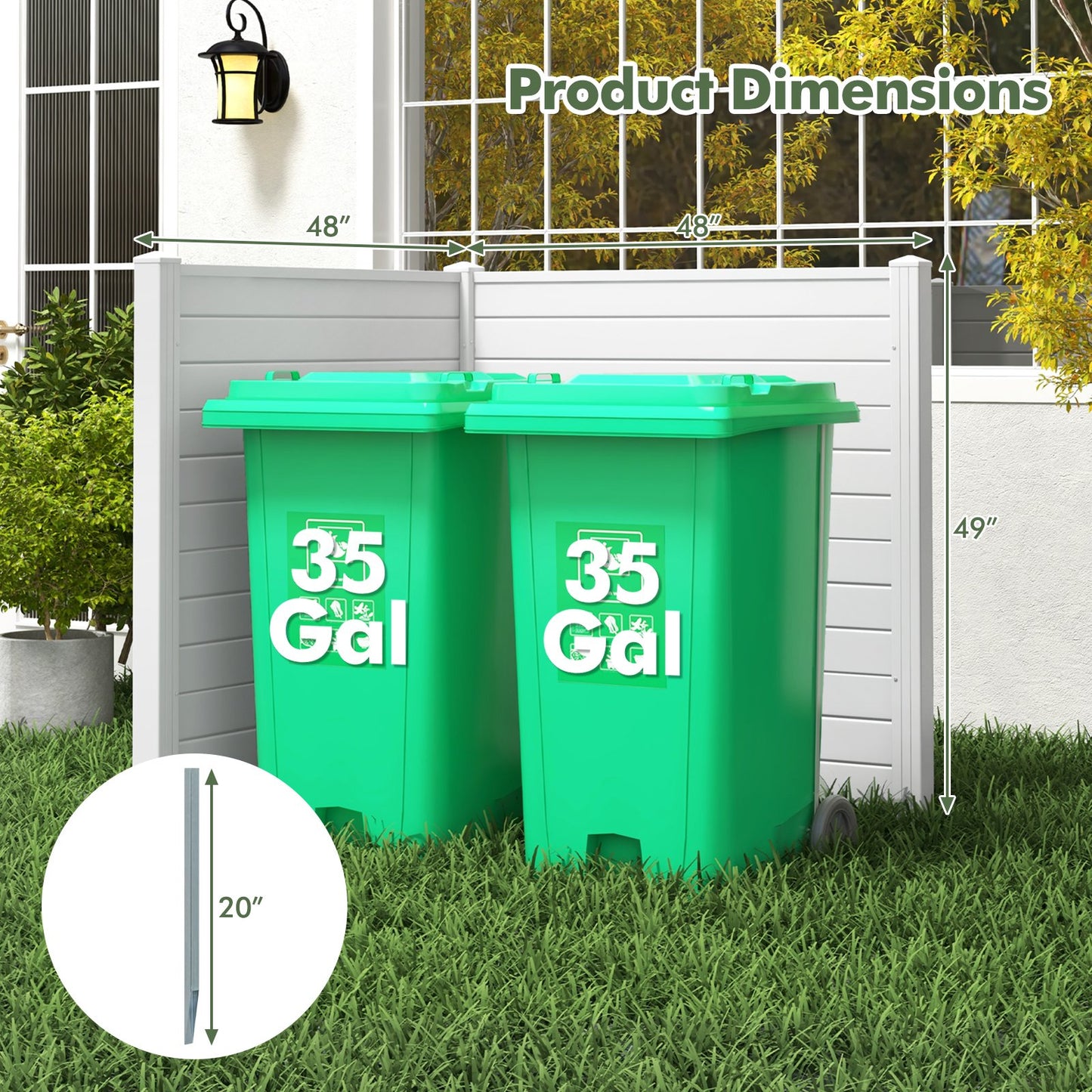 Freestanding 48 x 48 Inch Outdoor Privacy Fence for Air Conditioner with Metal Ground Stakes