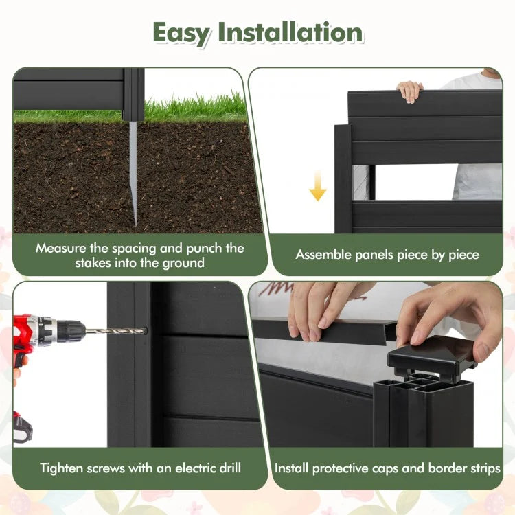 Freestanding 48 x 48 Inch Outdoor Privacy Fence for Air Conditioner with Metal Ground Stakes