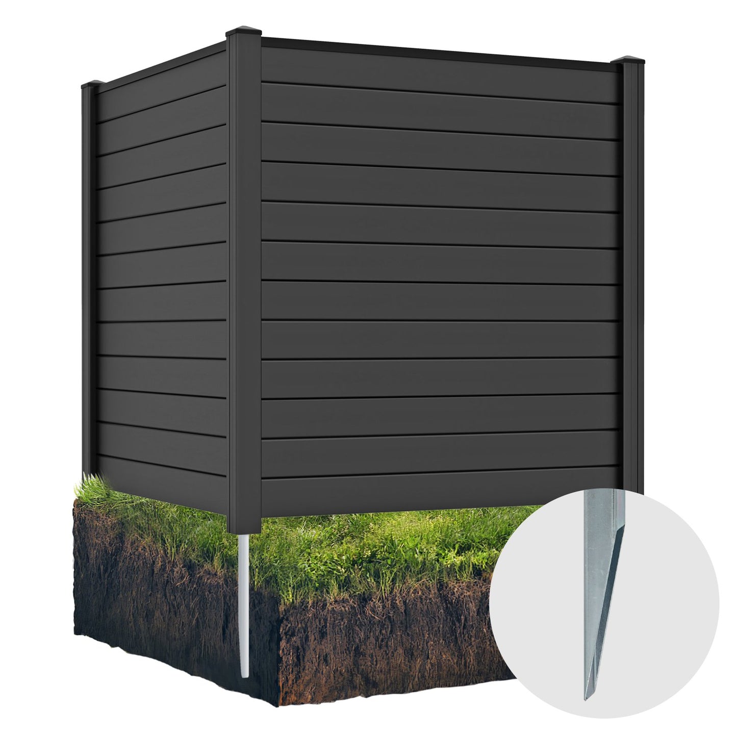 Freestanding 48 x 48 Inch Outdoor Privacy Fence for Air Conditioner with Metal Ground Stakes