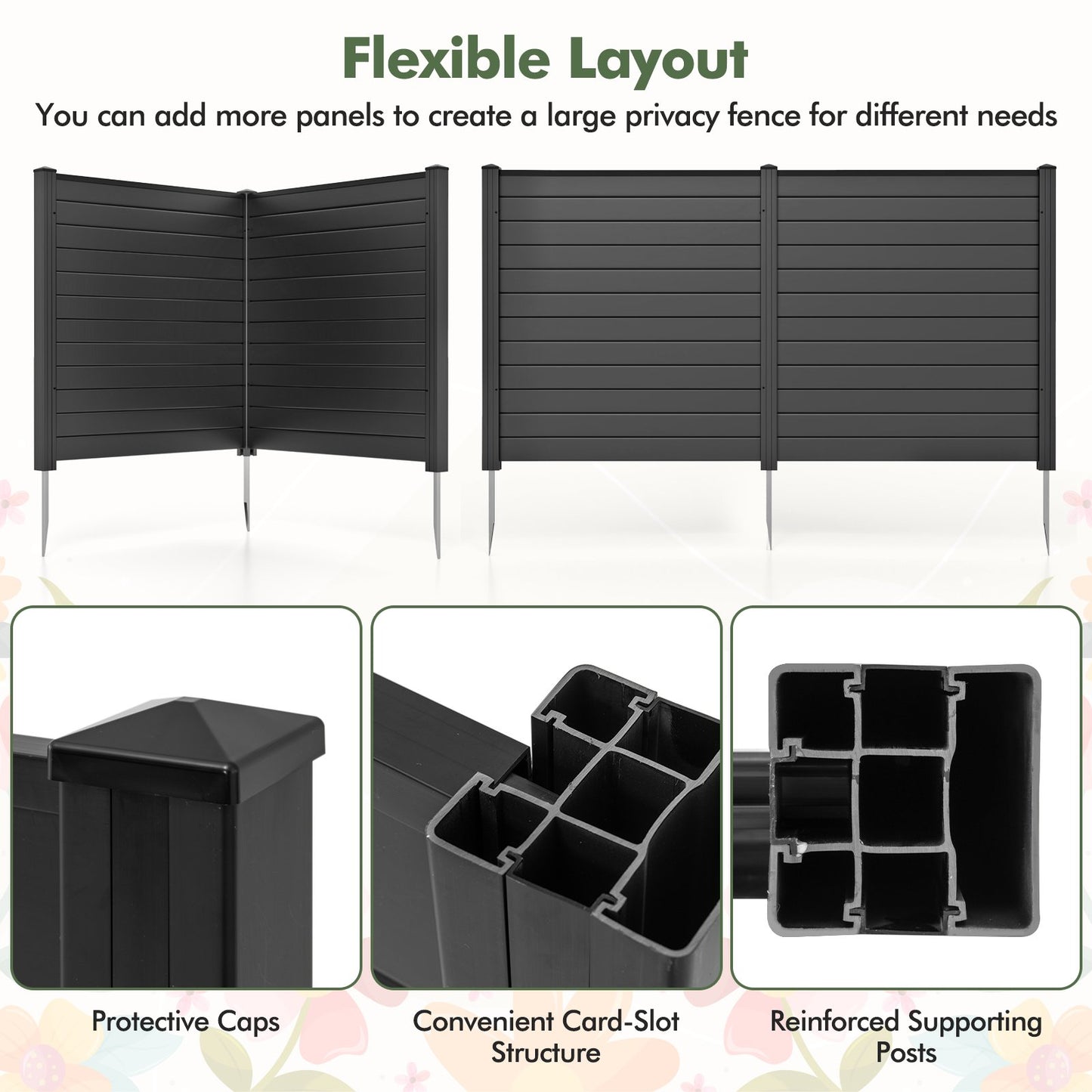 Freestanding 48 x 48 Inch Outdoor Privacy Fence for Air Conditioner with Metal Ground Stakes