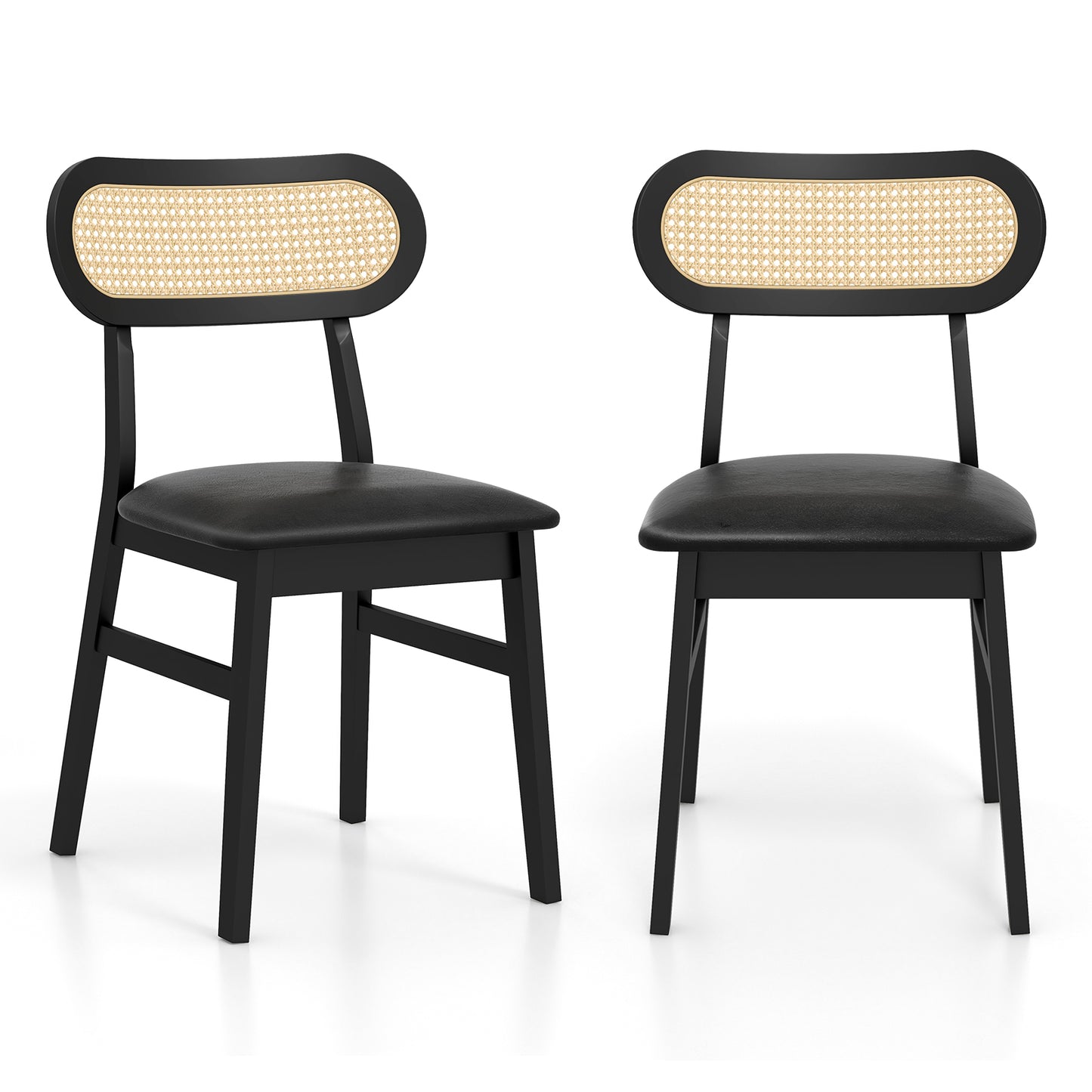 Set of 2 Mid Century Modern Wooden Dining Chairs for Indoor Use – Black Finish