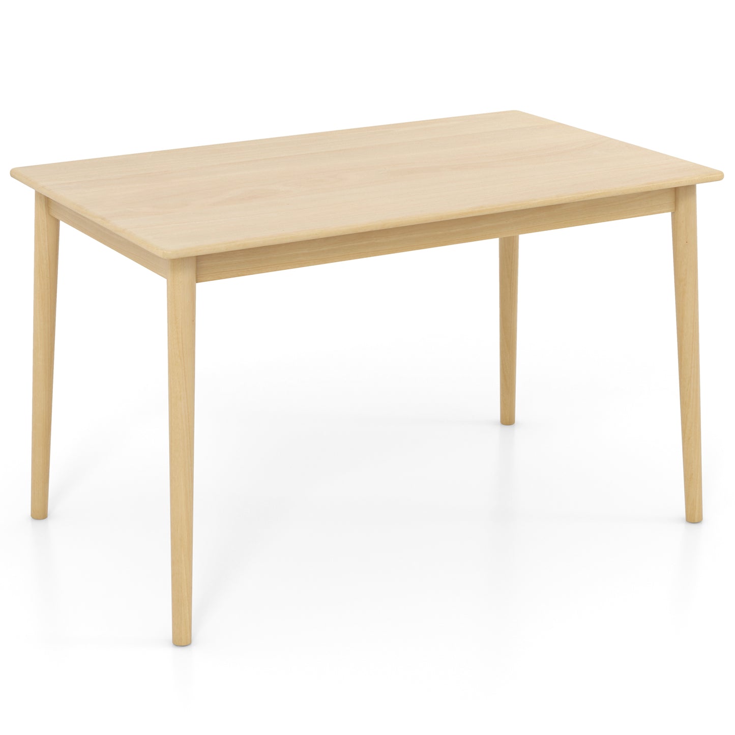Rectangular Wood Dining Table for 4 with Solid Rubber Wood Legs in Natural Finish