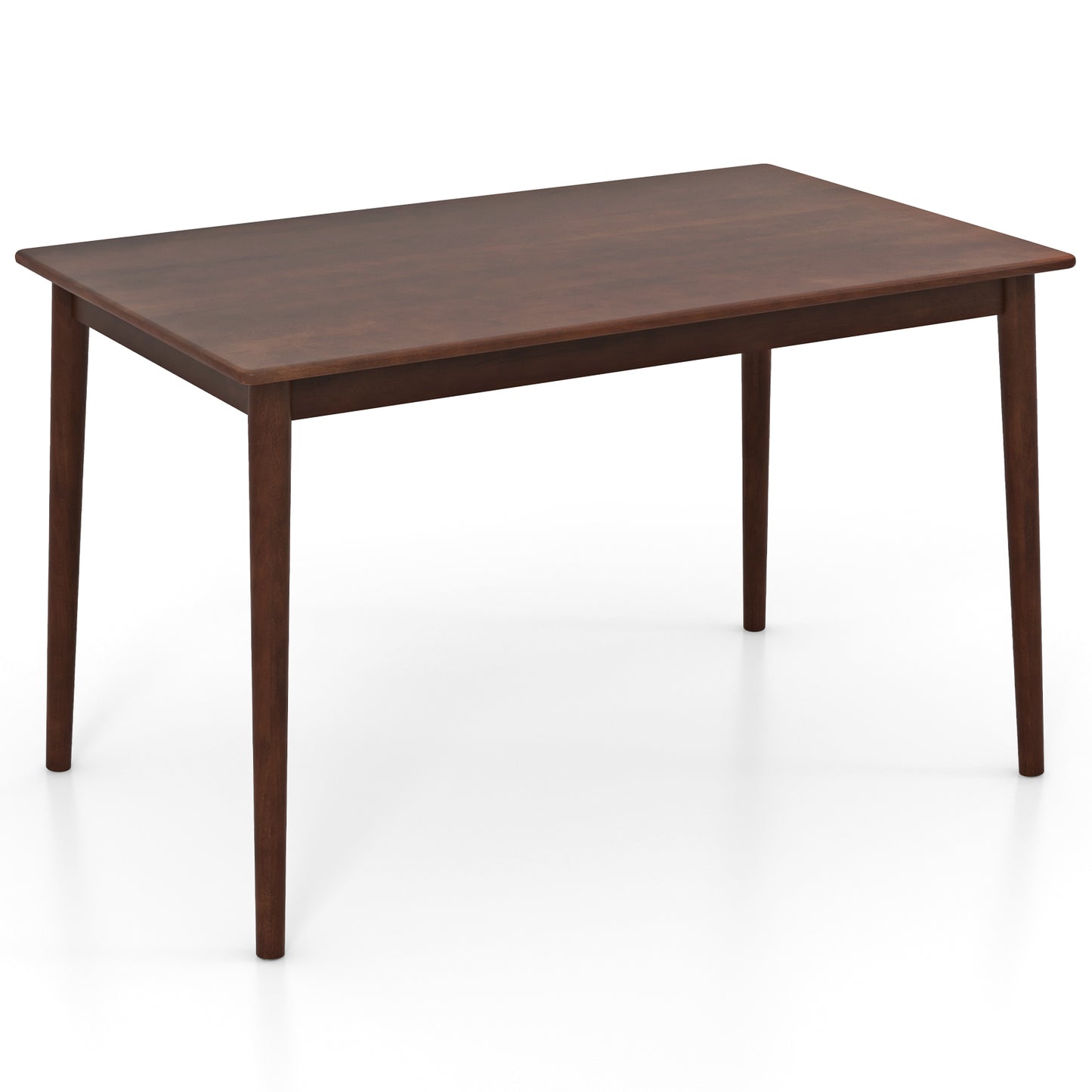 Rectangular Wood Dining Table for 4 with Solid Rubber Wood Legs in Brown Finish
