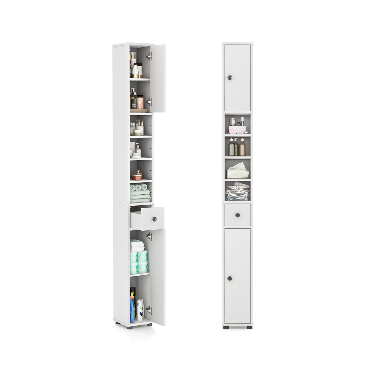 71 Inch Tall Freestanding Storage Cabinet with Adjustable Shelves and Anti-Tipping Device