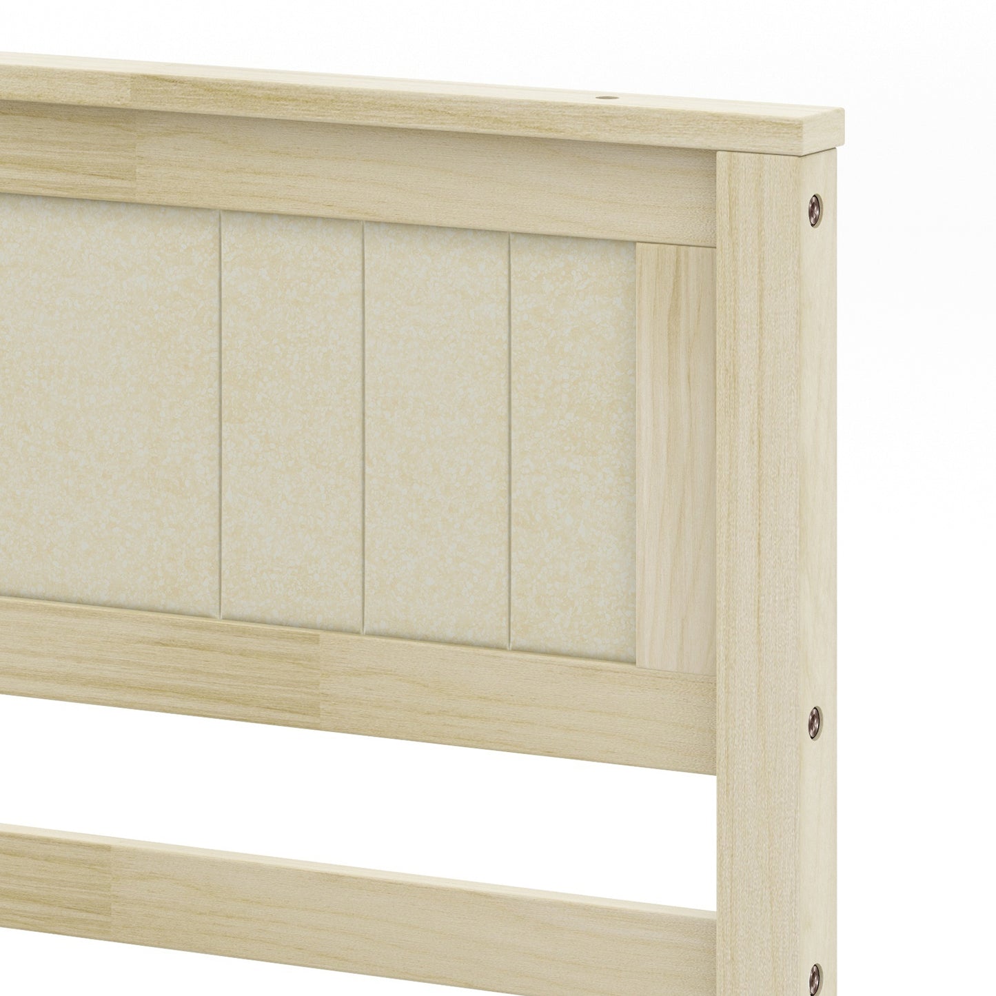 Classic Natural Finish Wooden Bed Frame with Headboard and Slat Support - Twin Size