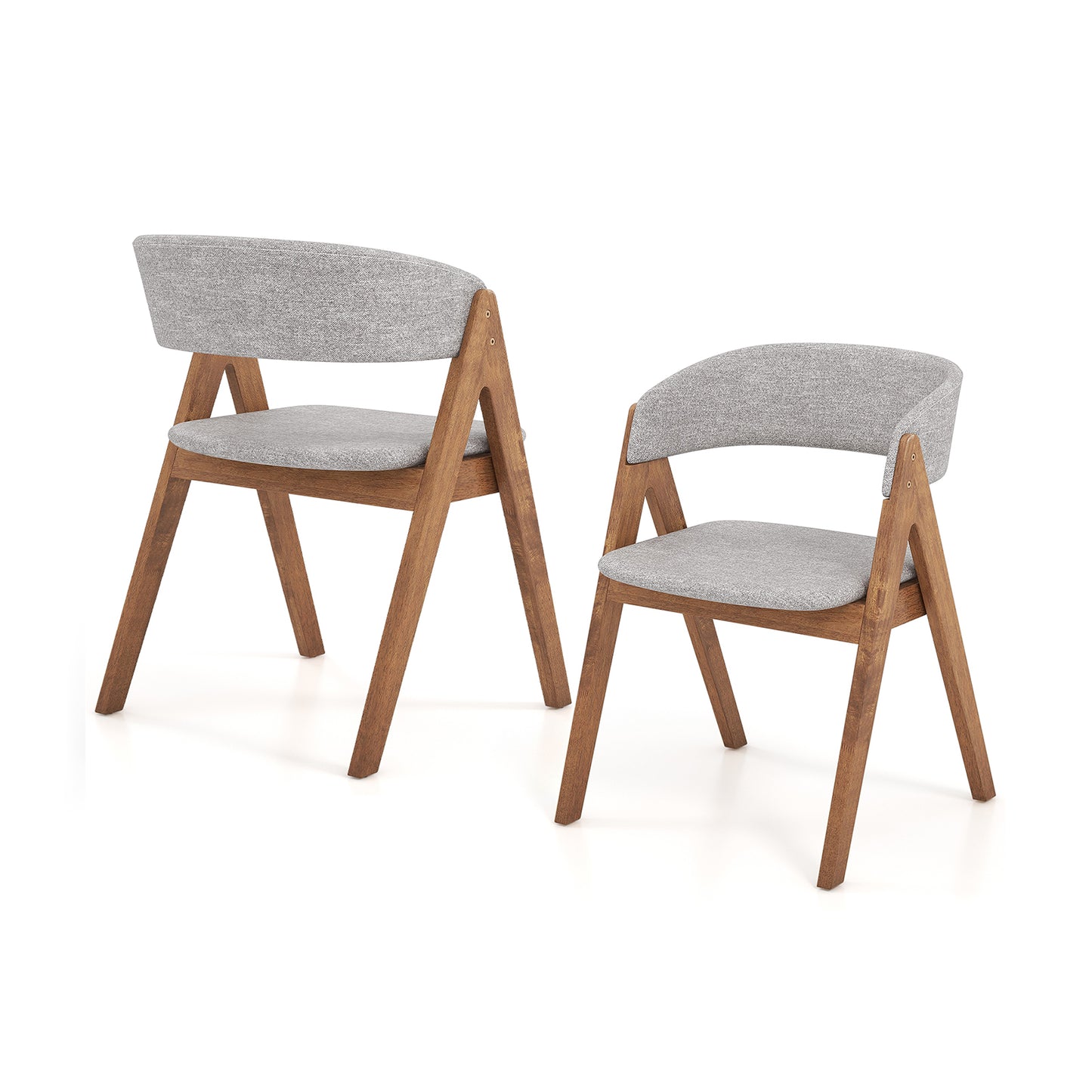 Set of 2 Soft Padded Accent Chairs with Armrests and Walnut Wood Frame