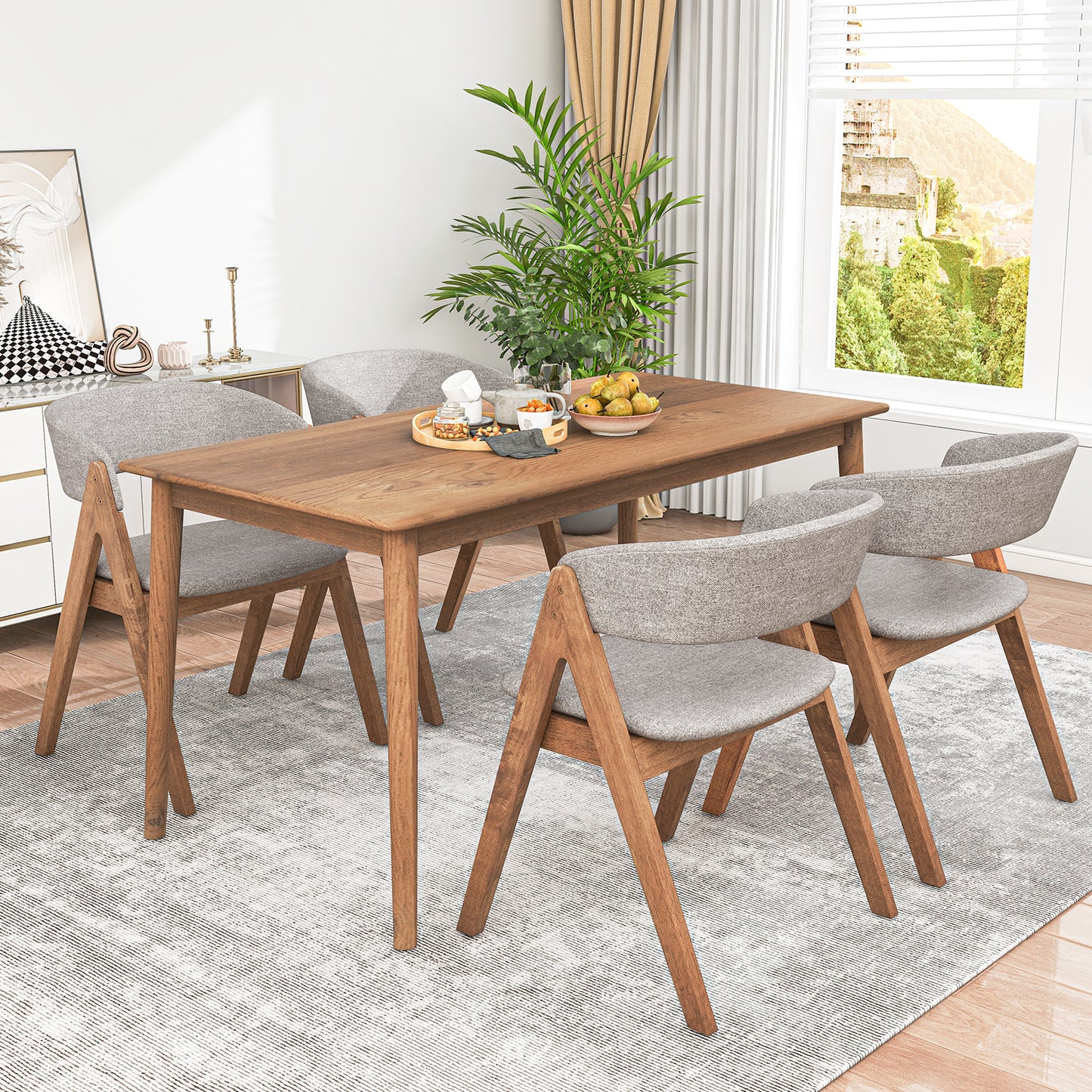Set of 2 Soft Padded Accent Chairs with Armrests and Walnut Wood Frame
