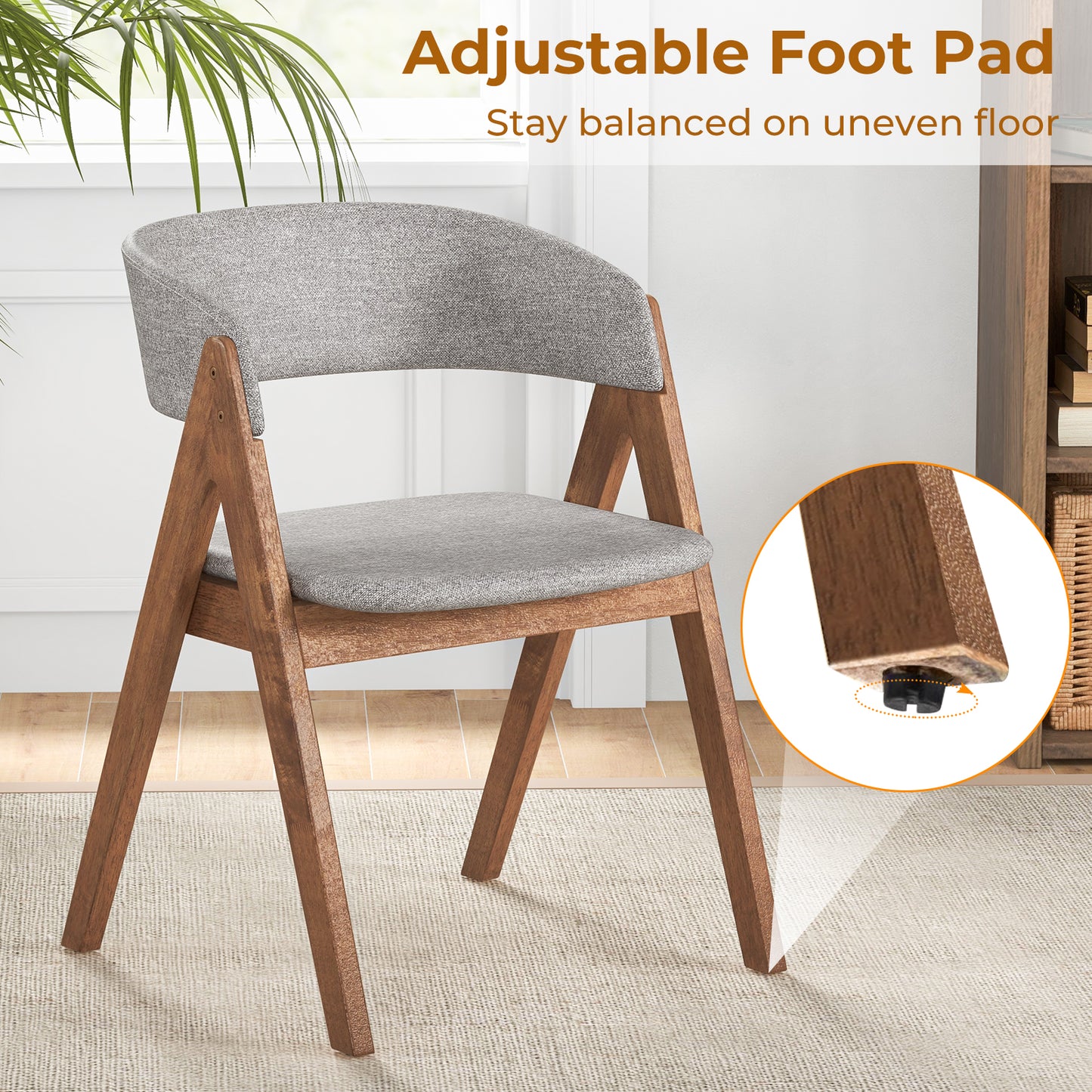 Set of 2 Soft Padded Accent Chairs with Armrests and Walnut Wood Frame