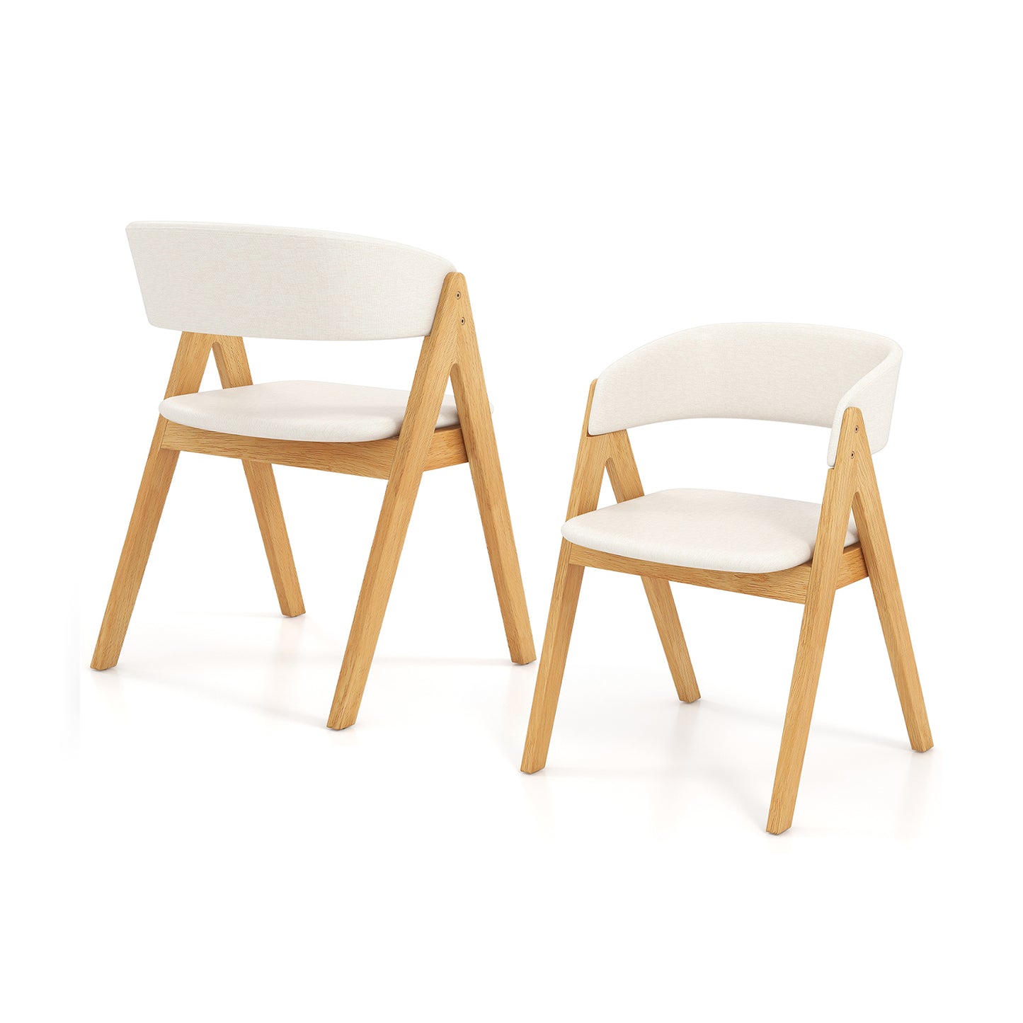 Set of 2 Soft Padded Accent Chairs with Armrests and Natural Wood Frame