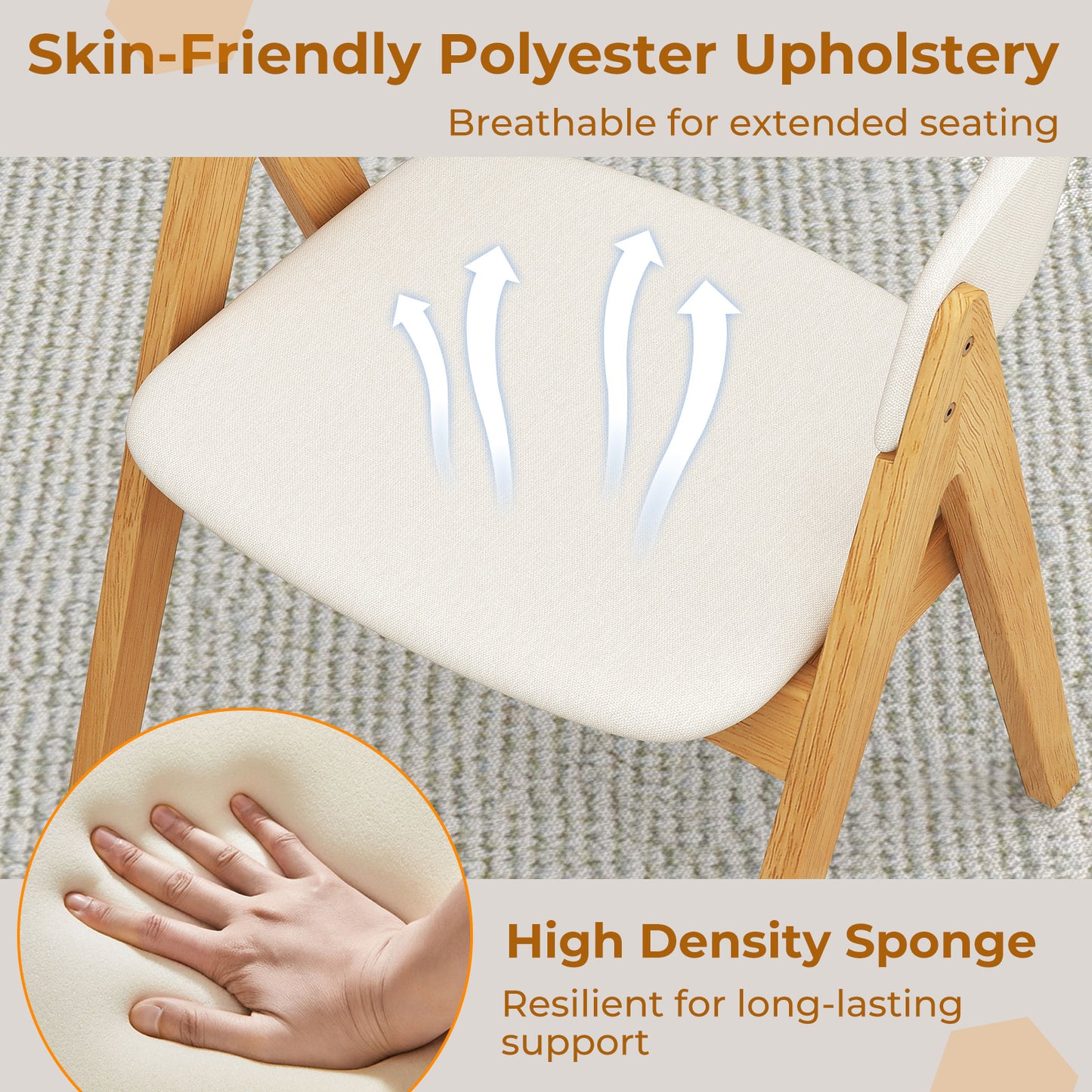 Set of 2 Soft Padded Accent Chairs with Armrests and Natural Wood Frame
