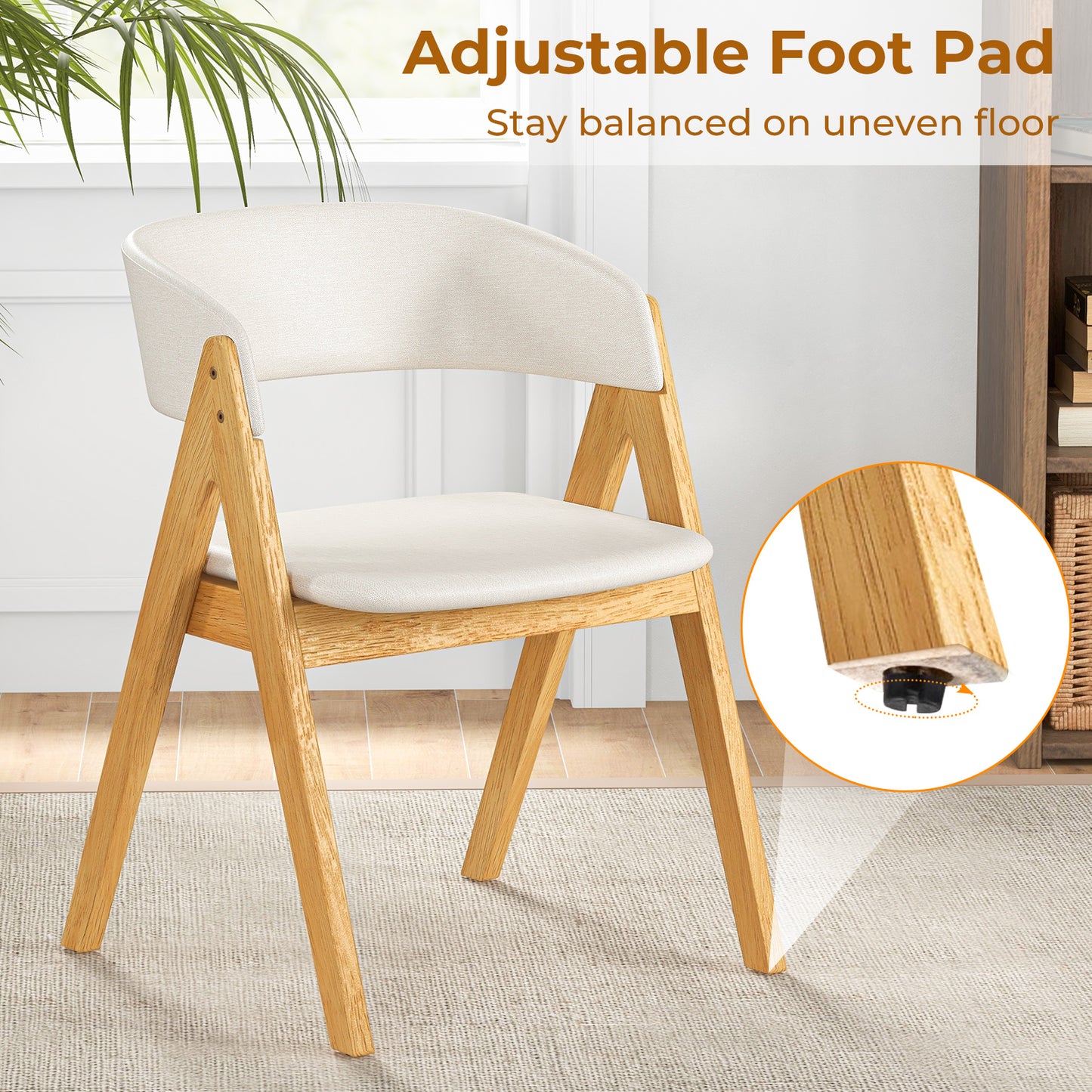 Set of 2 Soft Padded Accent Chairs with Armrests and Natural Wood Frame