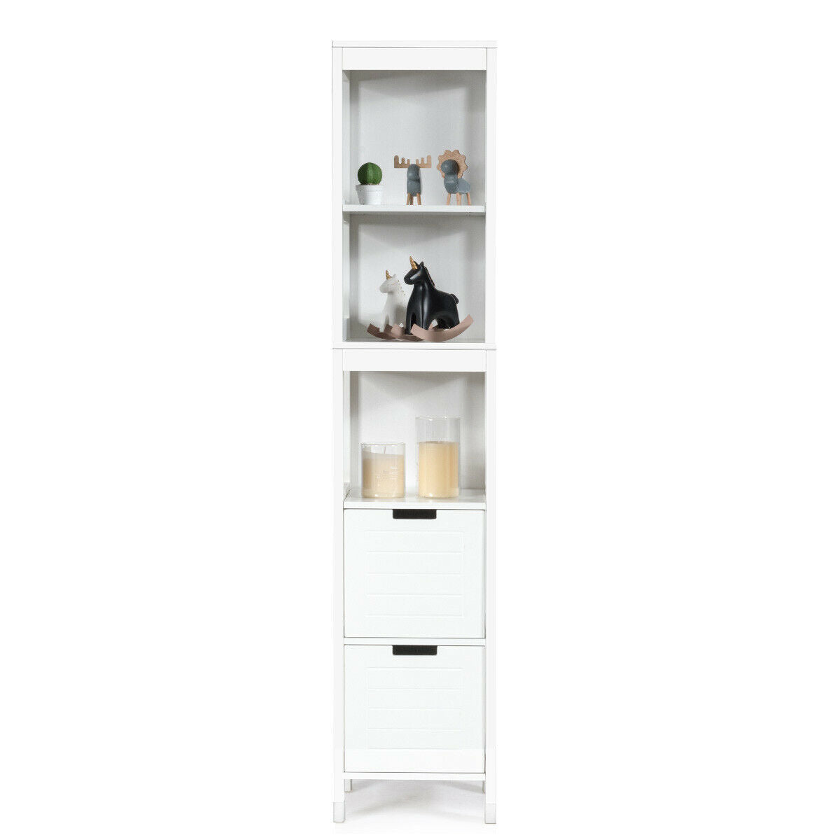 5 Tier Bathroom Storage Cabinet with 2 Drawers and Multifunctional Design
