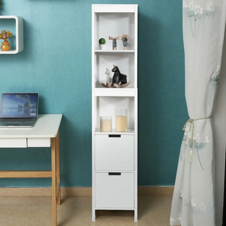5 Tier Bathroom Storage Cabinet with 2 Drawers and Multifunctional Design