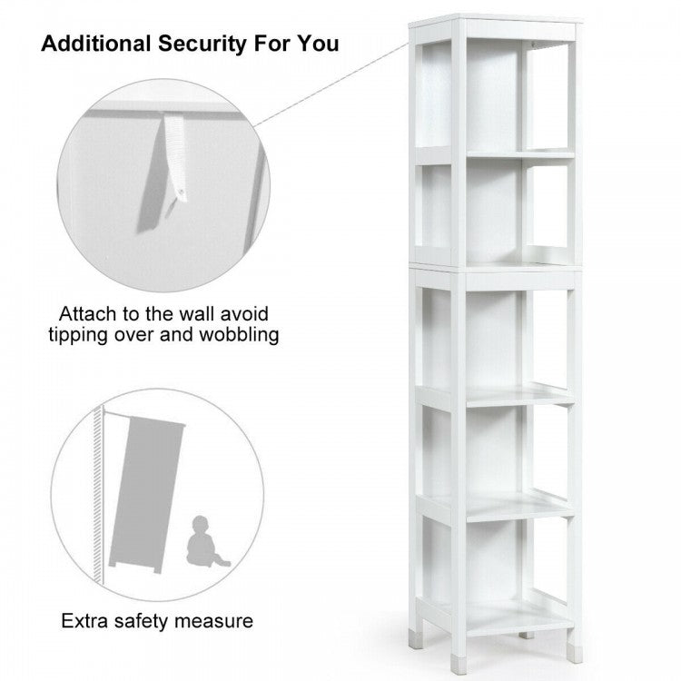 5 Tier Bathroom Storage Cabinet with 2 Drawers and Multifunctional Design