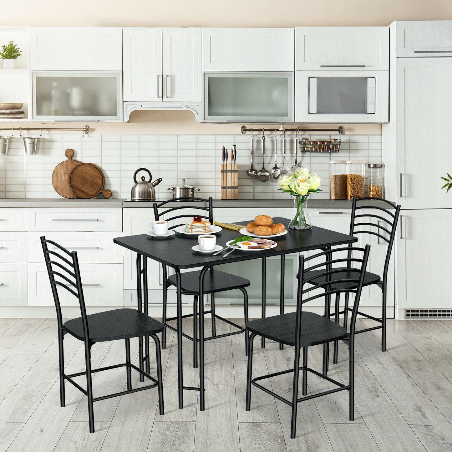 Elegant 5-Piece Solid Wood Rectangular Dining Table and Chair Set