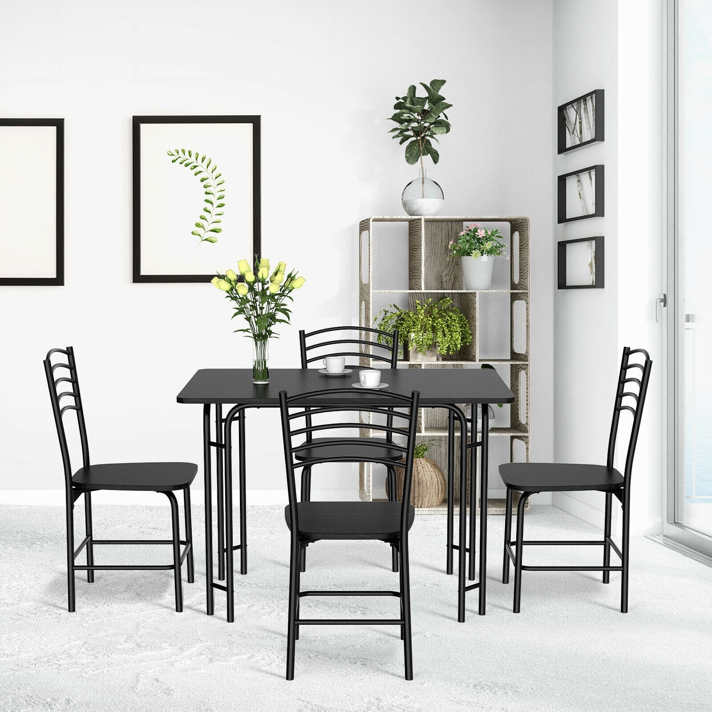 Elegant 5-Piece Solid Wood Rectangular Dining Table and Chair Set