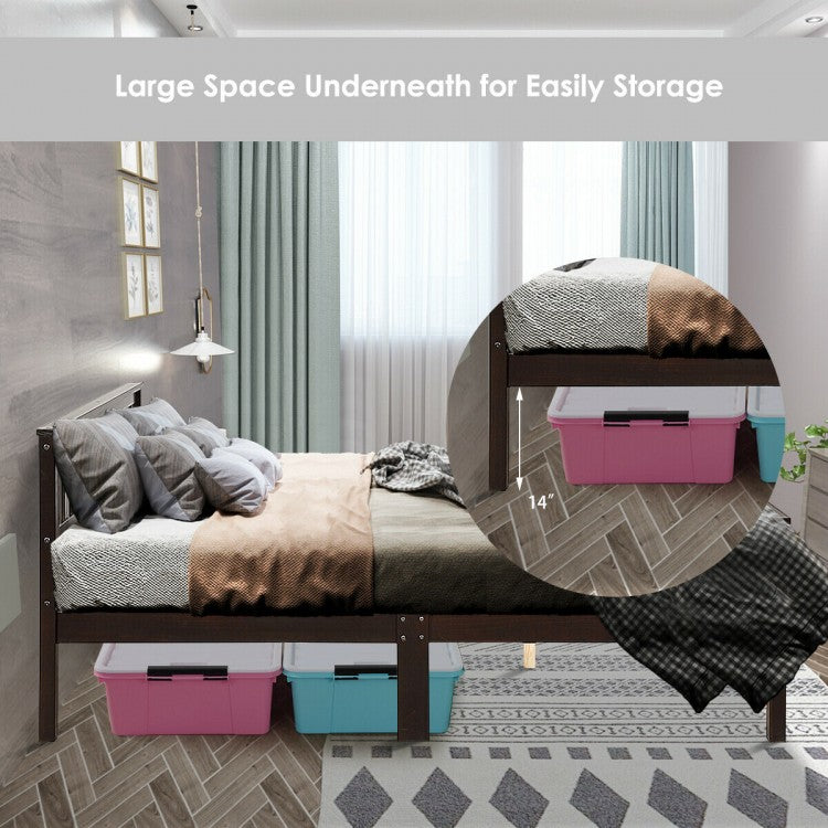 Premium Solid Wood Platform Bed with Elegant Headboard and Footboard - Queen Size