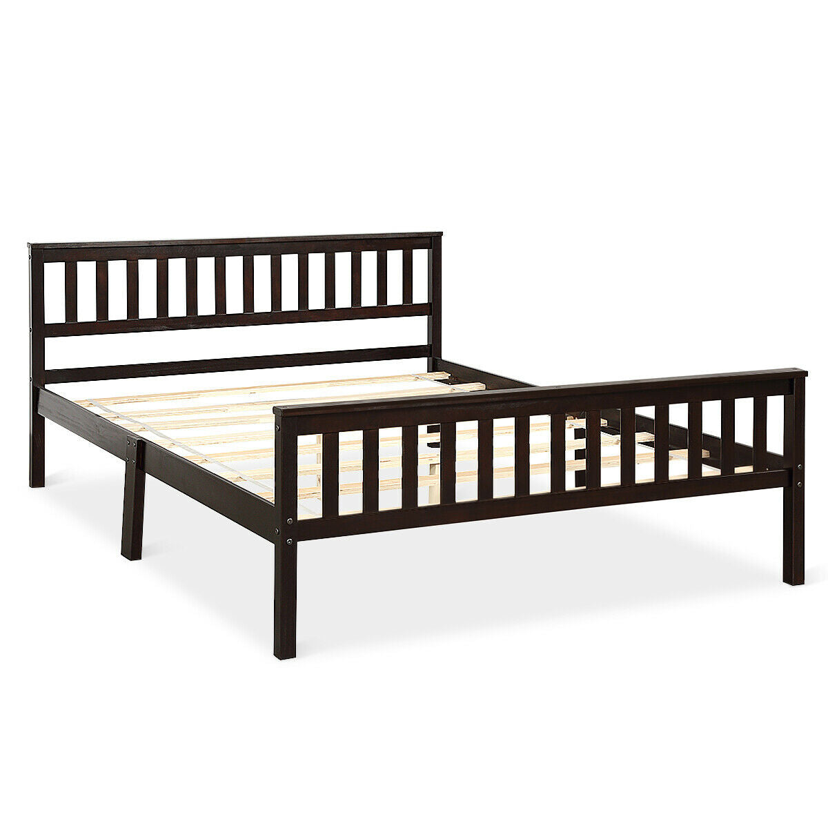 Premium Solid Wood Platform Bed with Elegant Headboard and Footboard - Queen Size