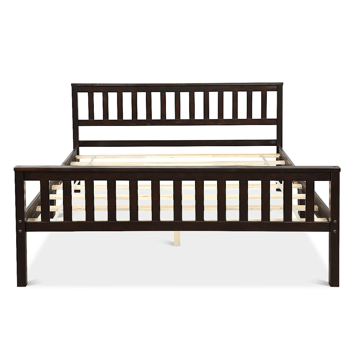 Premium Solid Wood Platform Bed with Elegant Headboard and Footboard - Queen Size
