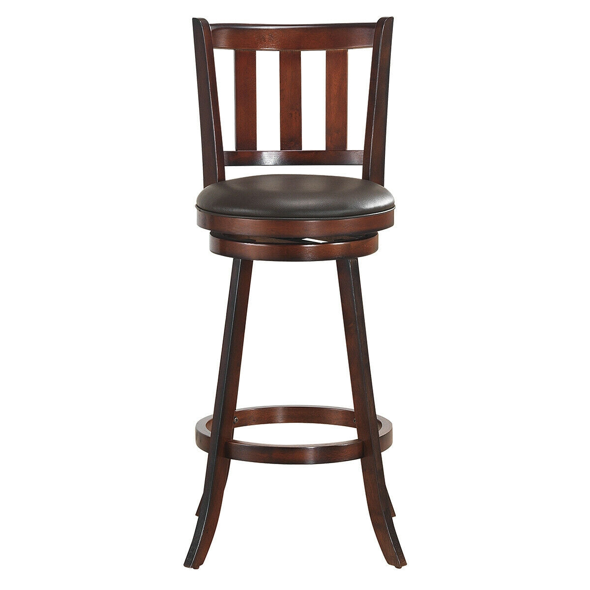 2-Piece 30 Inch Swivel Counter Height Wood Bar Stools with PVC Cushioned Seats