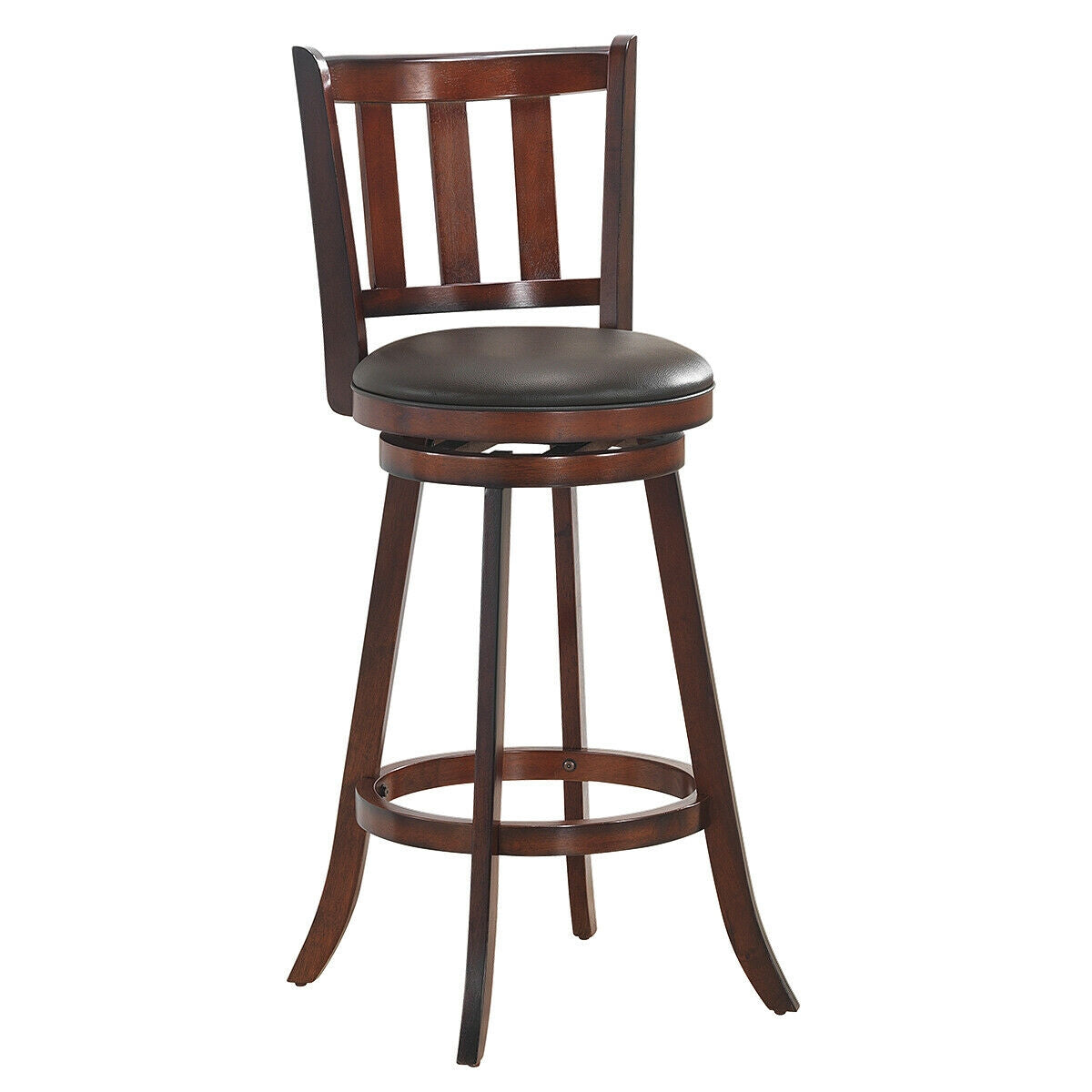 2-Piece 30 Inch Swivel Counter Height Wood Bar Stools with PVC Cushioned Seats