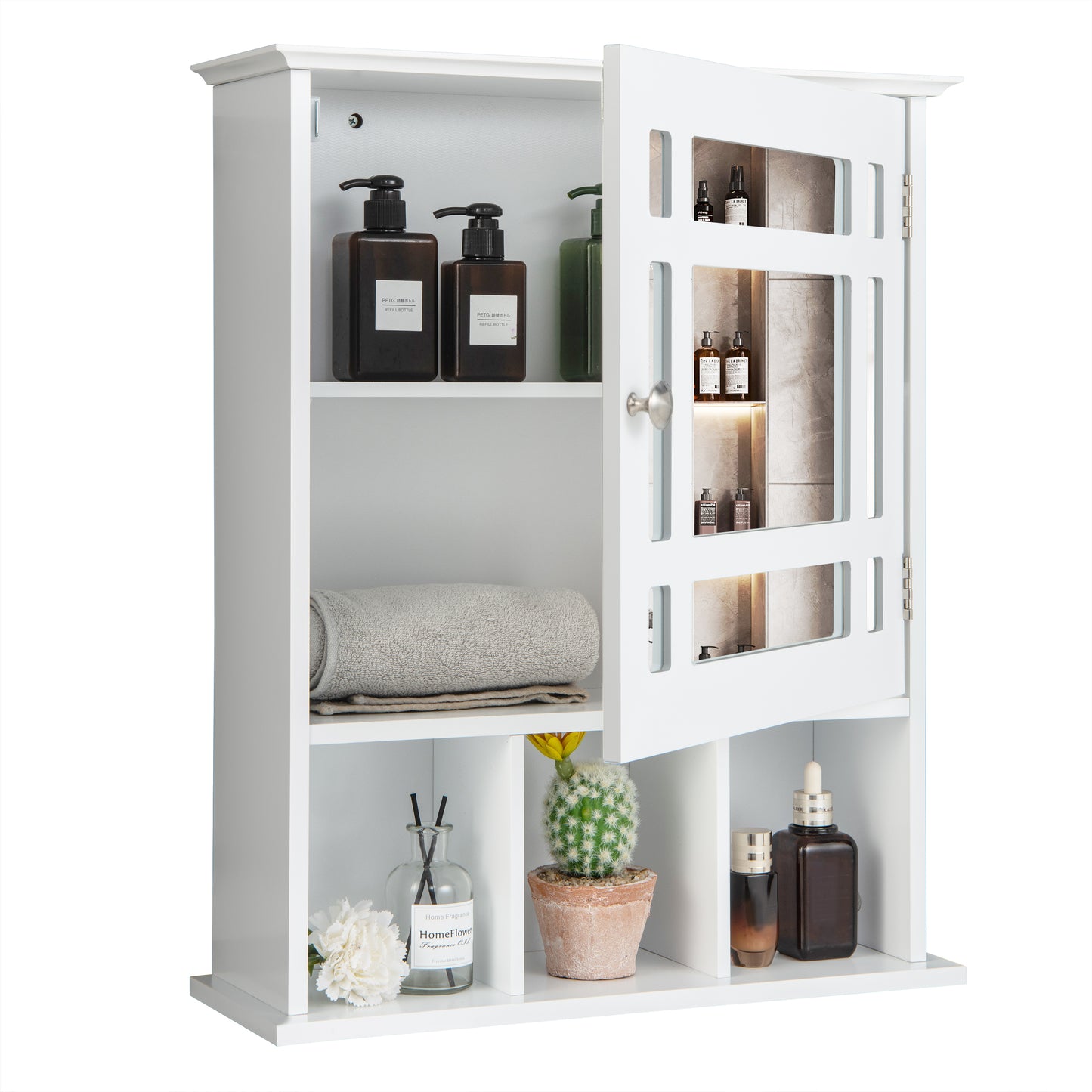 Elegant Wall-Mounted Bathroom Cabinet with Mirror & Adjustable Storage