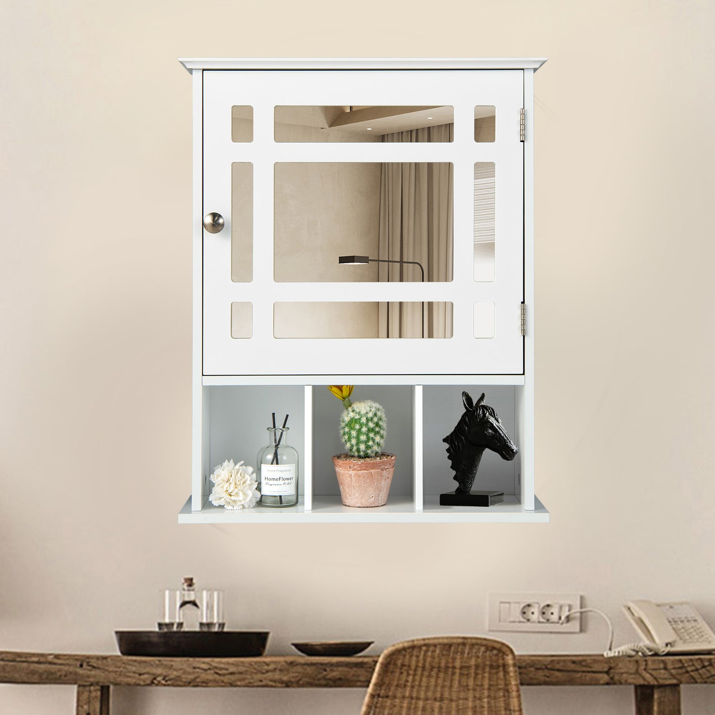 Elegant Wall-Mounted Bathroom Cabinet with Mirror & Adjustable Storage