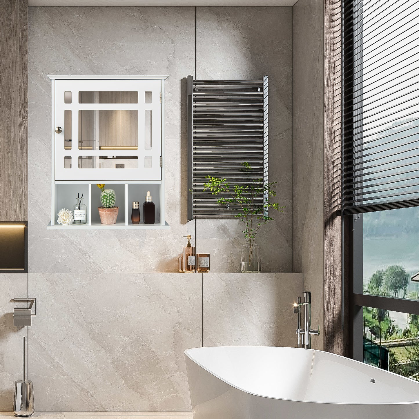 Elegant Wall-Mounted Bathroom Cabinet with Mirror & Adjustable Storage
