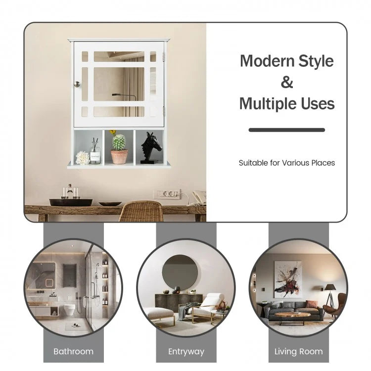 Elegant Wall-Mounted Bathroom Cabinet with Mirror & Adjustable Storage