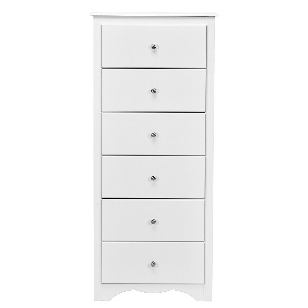 Modern 6 Drawer Bedroom Dresser Cabinet with Vertical Storage – White