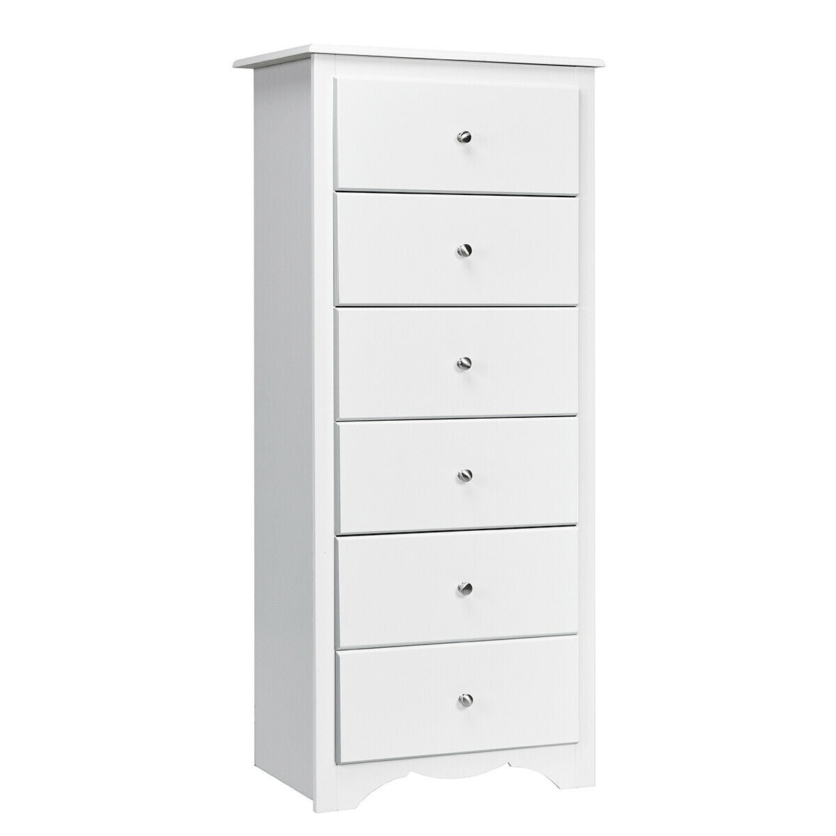 Modern 6 Drawer Bedroom Dresser Cabinet with Vertical Storage – White