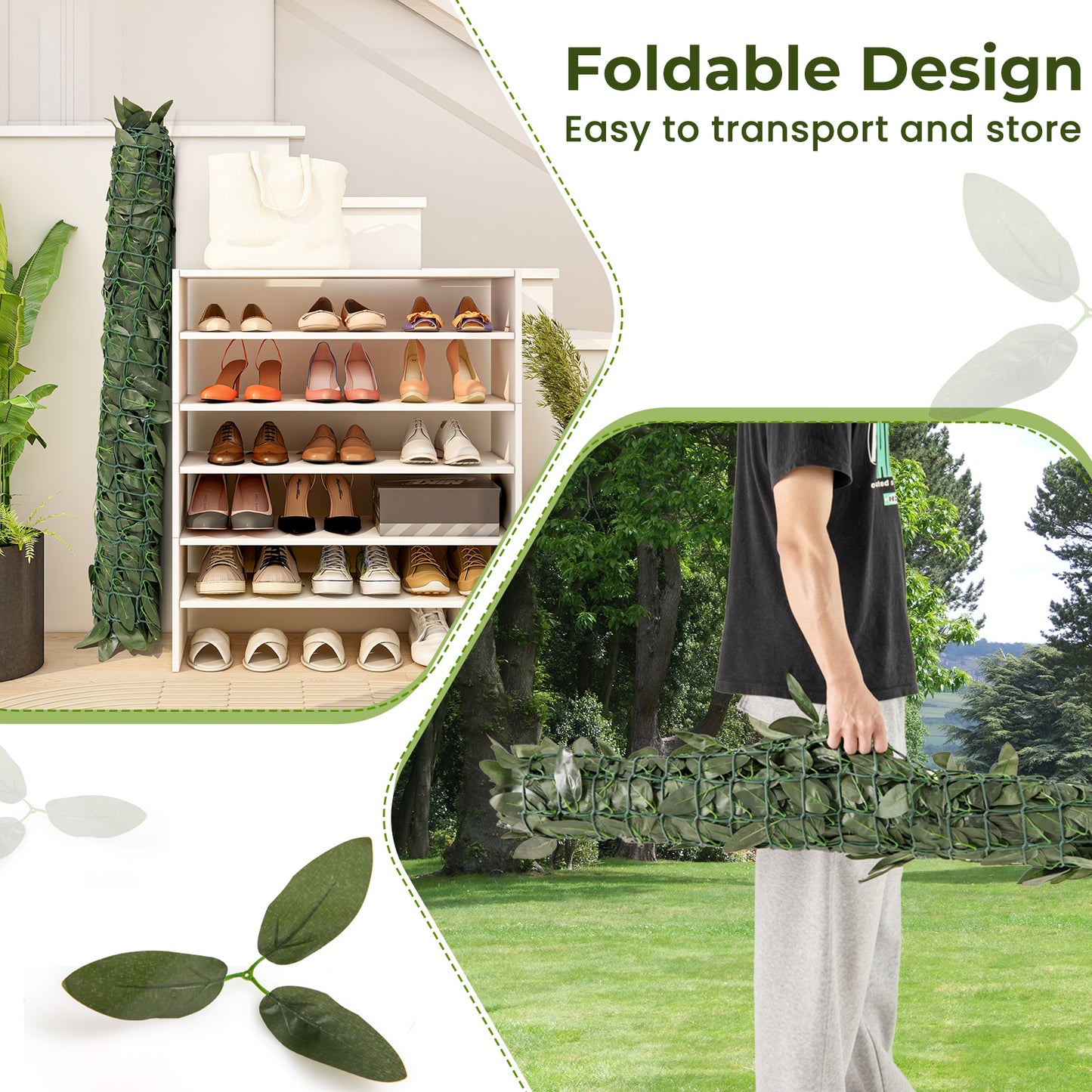 Premium Artificial Lily Leaf Privacy Screen for Garden, Balcony & Outdoor Spaces