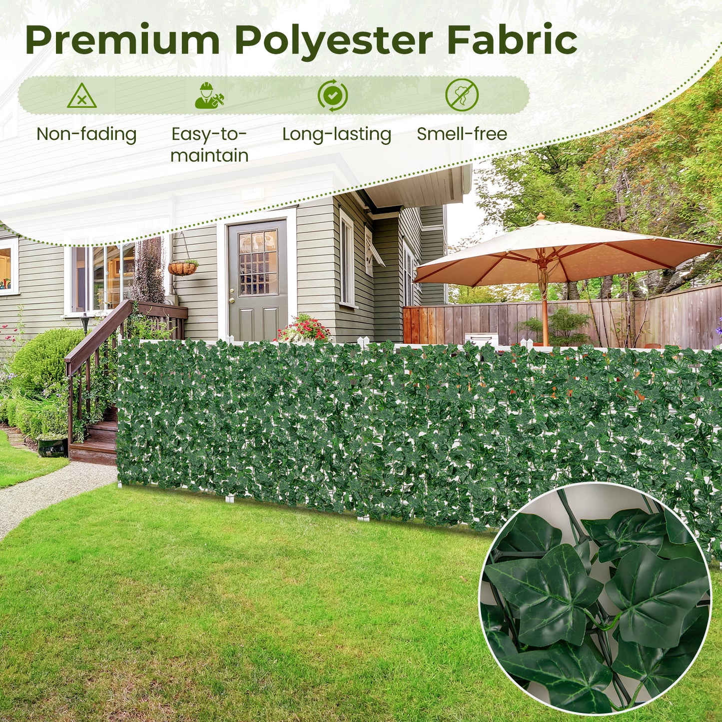 120 x 40 Inch Artificial Ivy Fence for Privacy and Decoration