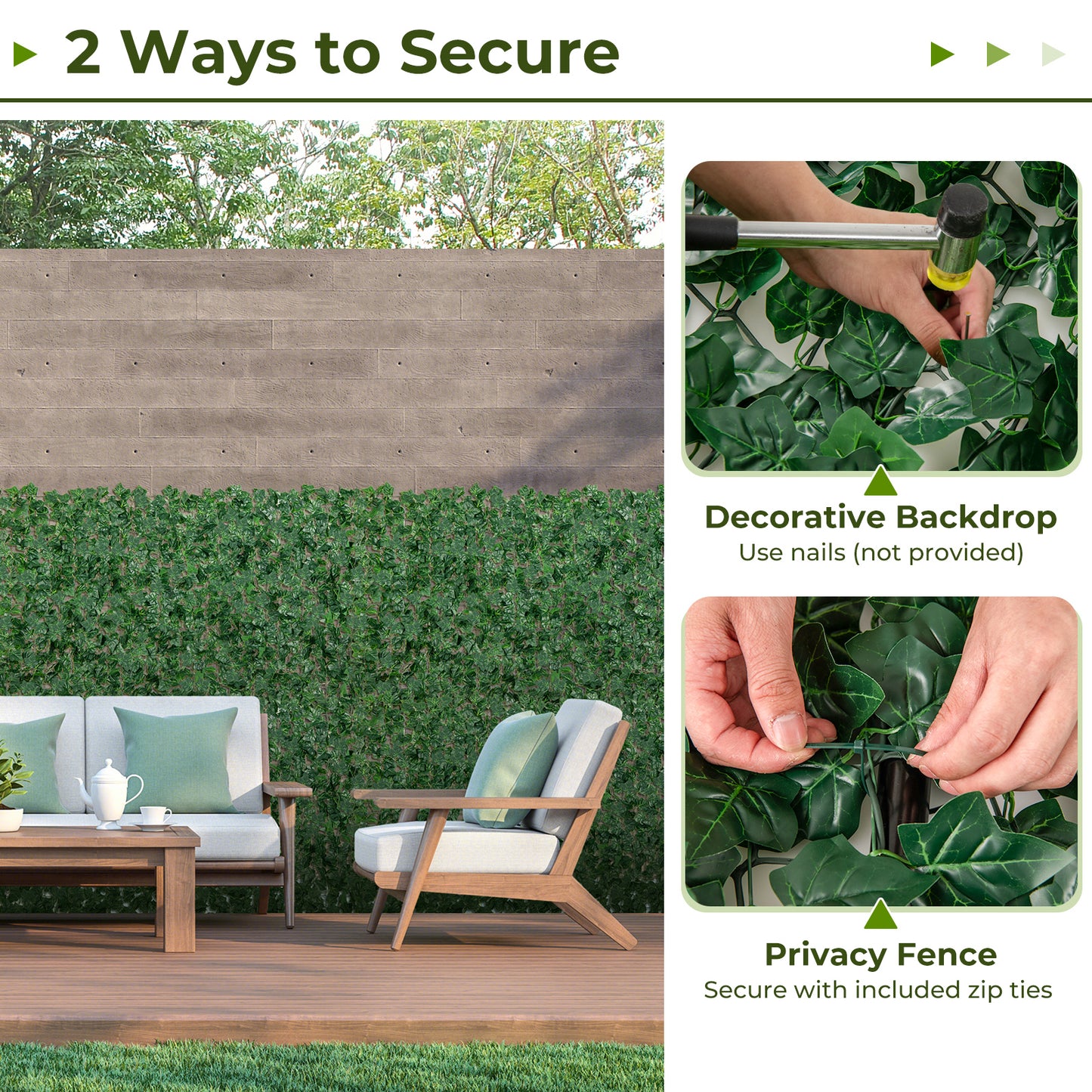 120 x 40 Inch Artificial Ivy Fence for Privacy and Decoration