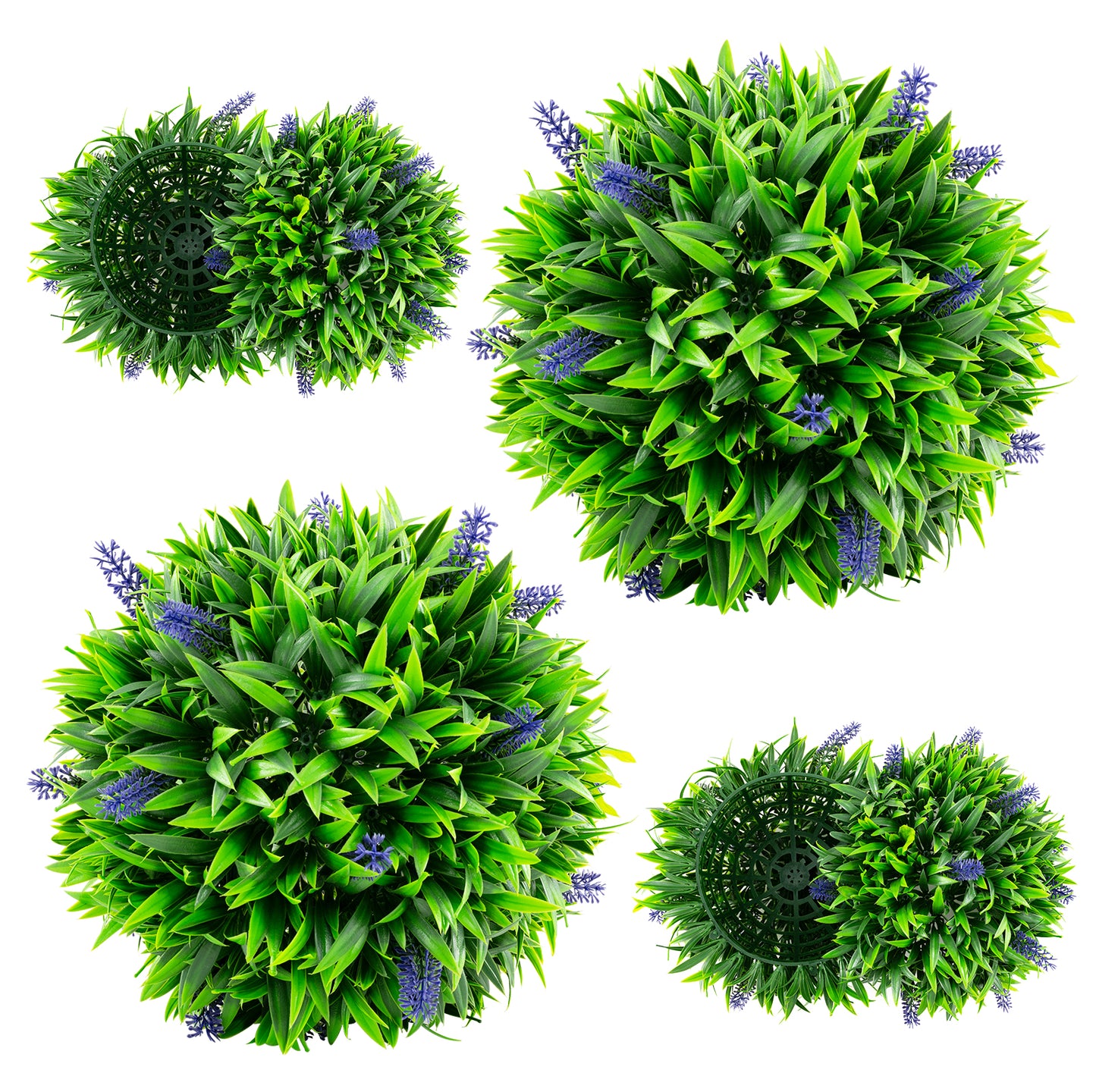 Set of 2 Artificial Lavender Topiary Balls with Vibrant Purple Flowers
