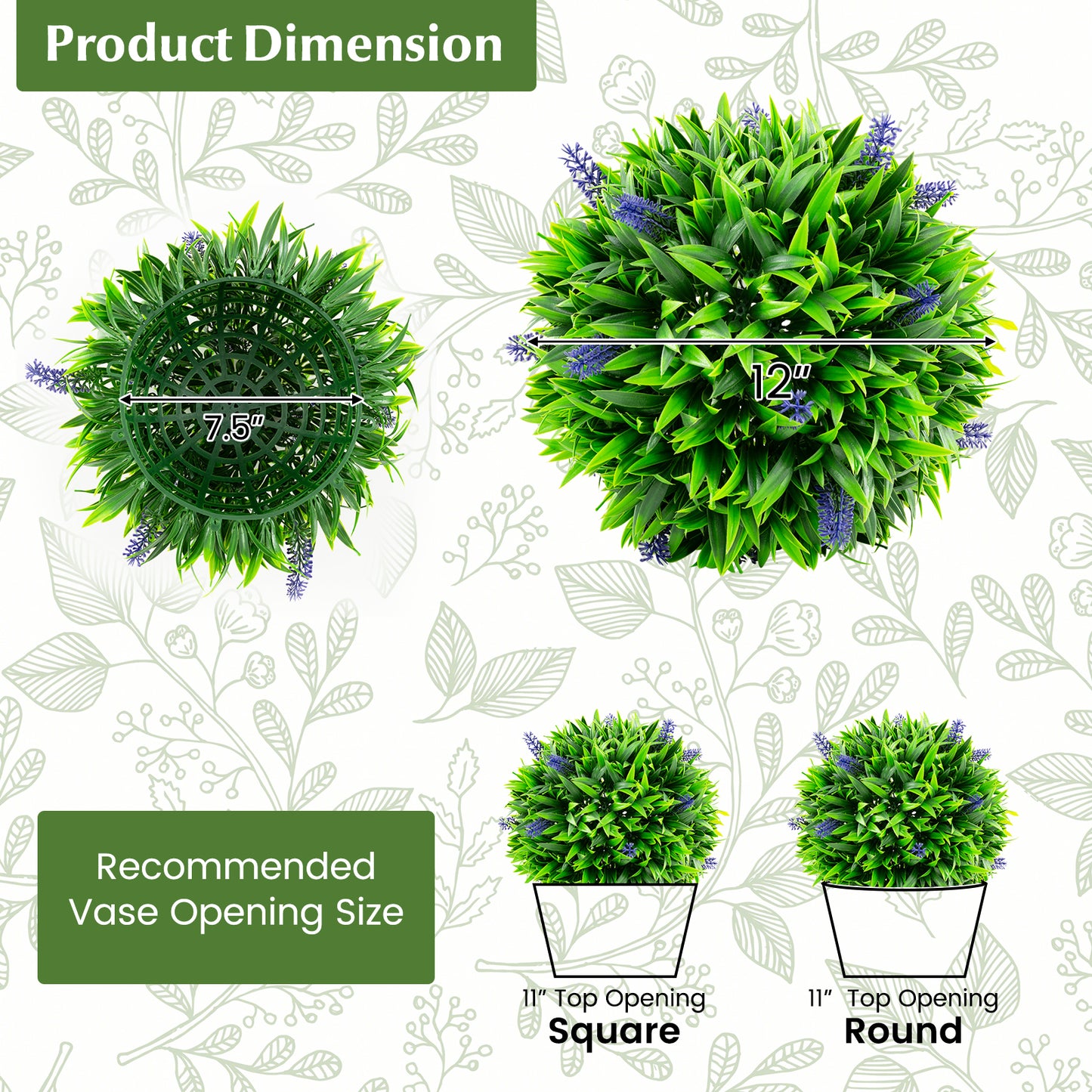 Set of 2 Artificial Lavender Topiary Balls with Vibrant Purple Flowers