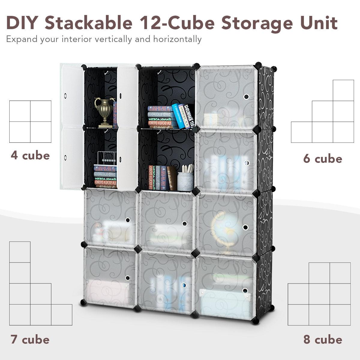 12 Cube DIY Modular Closet Organizer with Doors