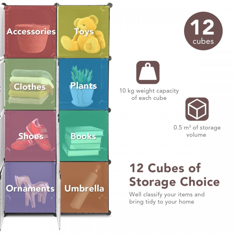 12 Cube DIY Modular Closet Organizer with Doors