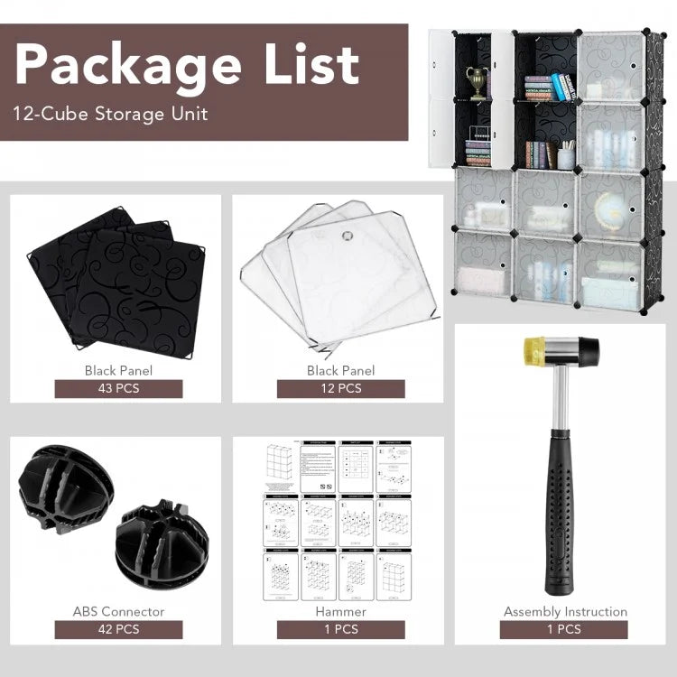 12 Cube DIY Modular Closet Organizer with Doors