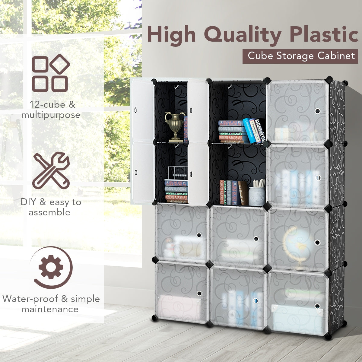 12 Cube DIY Modular Closet Organizer with Doors