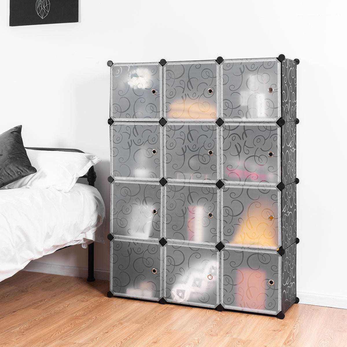 12 Cube DIY Modular Closet Organizer with Doors